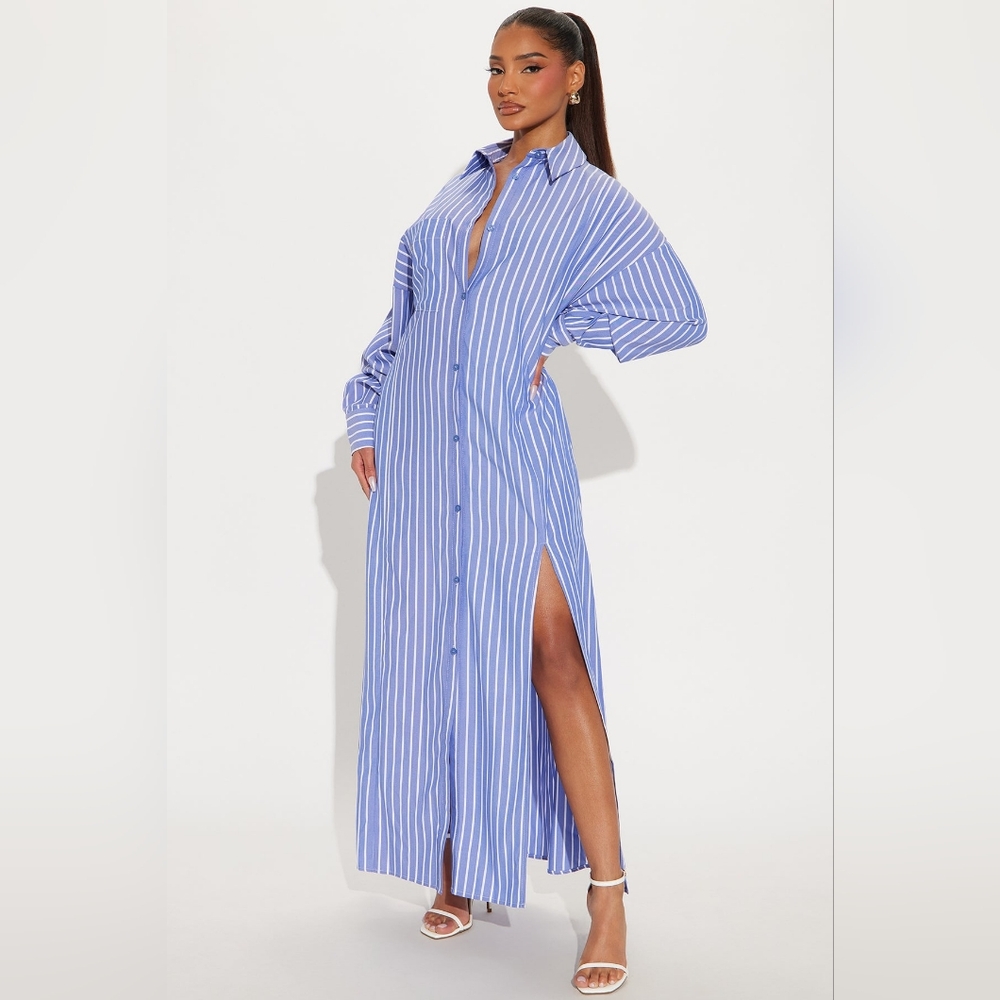 Fashion Nova High Priority Maxi Shirt Dress
